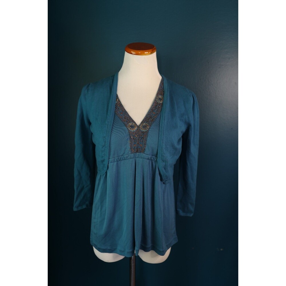 The Limited 2 Lot Y2K Sequin Silk Tank Cardigan Babydoll Blue Mermaid Fairy M